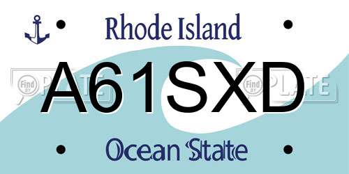 A61SXD Rhode Island License Plate