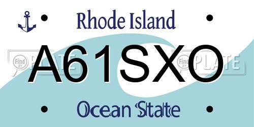 A61SXO Rhode Island License Plate