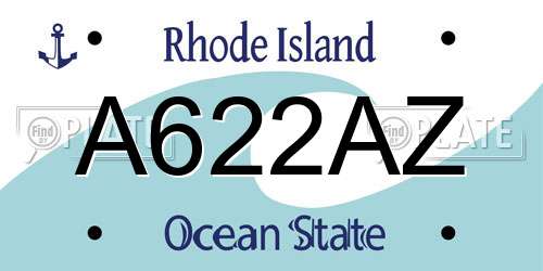 A622AZ Rhode Island License Plate