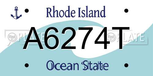 A6274T Rhode Island License Plate