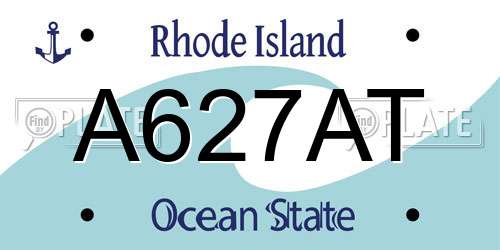 A627AT Rhode Island License Plate