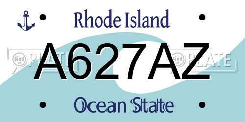 A627AZ Rhode Island License Plate