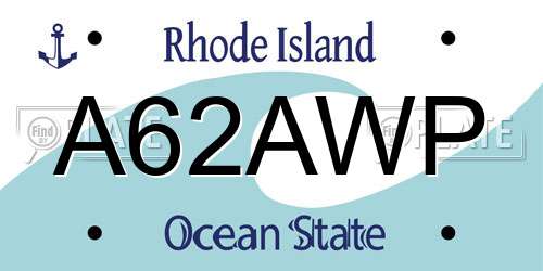 A62AWP Rhode Island License Plate