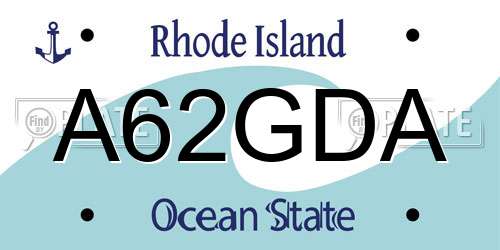 A62GDA Rhode Island License Plate