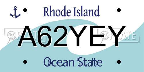 A62YEY Rhode Island License Plate