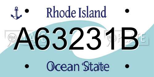 A63231B Rhode Island License Plate