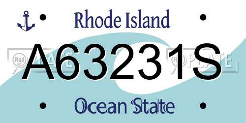 A63231S Rhode Island License Plate
