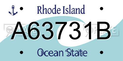 A63731B Rhode Island License Plate