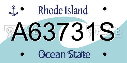 A63731S Rhode Island License Plate
