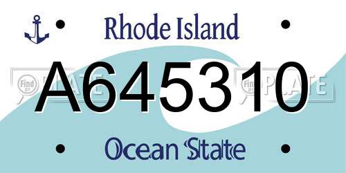 A645310 Rhode Island License Plate