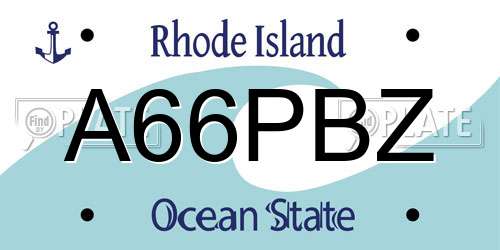 A66PBZ Rhode Island License Plate