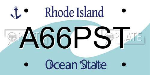 A66PST Rhode Island License Plate
