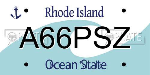 A66PSZ Rhode Island License Plate