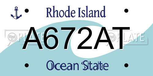 A672AT Rhode Island License Plate