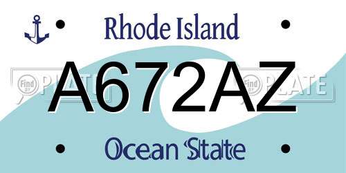 A672AZ Rhode Island License Plate