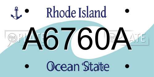 A6760A Rhode Island License Plate