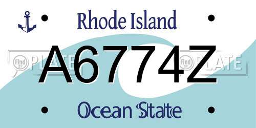 A6774Z Rhode Island License Plate