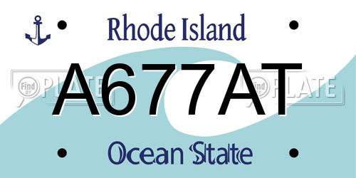 A677AT Rhode Island License Plate