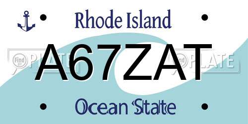 A67ZAT Rhode Island License Plate