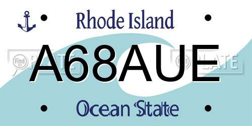 A68AUE Rhode Island License Plate
