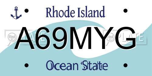 A69MYG Rhode Island License Plate
