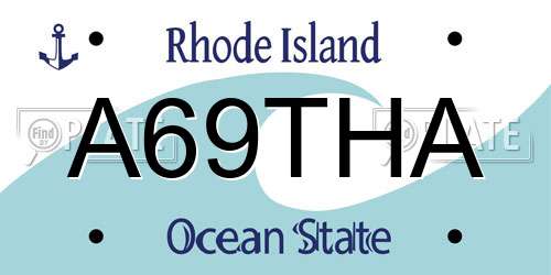 A69THA Rhode Island License Plate