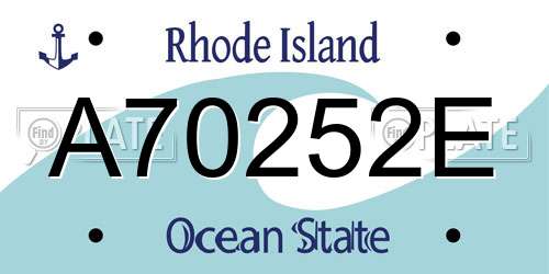 A70252E Rhode Island License Plate