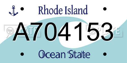 A704153 Rhode Island License Plate