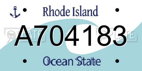 A704183 Rhode Island License Plate