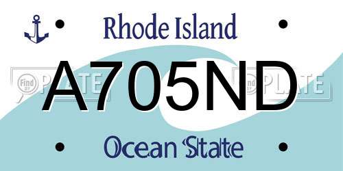 A705ND Rhode Island License Plate