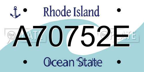 A70752E Rhode Island License Plate