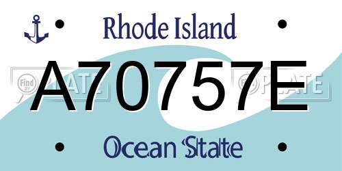 A70757E Rhode Island License Plate