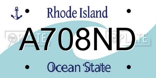 A708ND Rhode Island License Plate