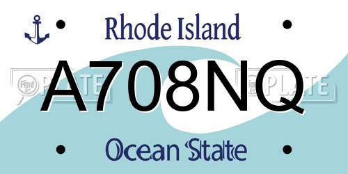 A708NQ Rhode Island License Plate