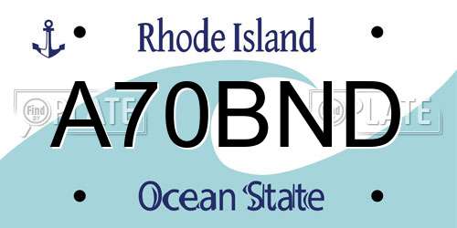 A70BND Rhode Island License Plate