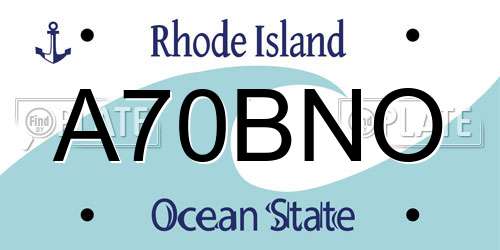 A70BNO Rhode Island License Plate