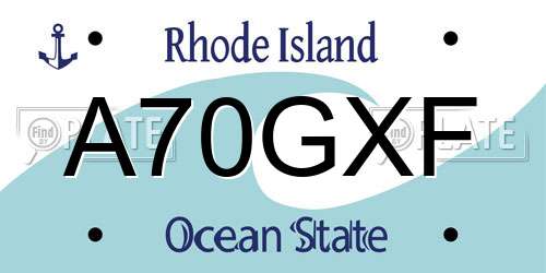 A70GXF Rhode Island License Plate