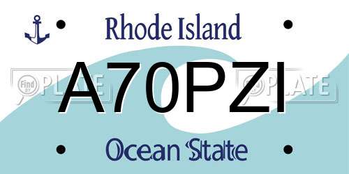 A70PZI Rhode Island License Plate