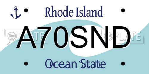 A70SND Rhode Island License Plate