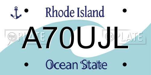 A70UJL Rhode Island License Plate