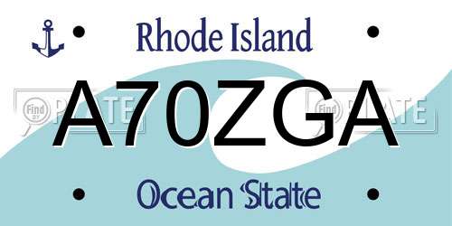 A70ZGA Rhode Island License Plate