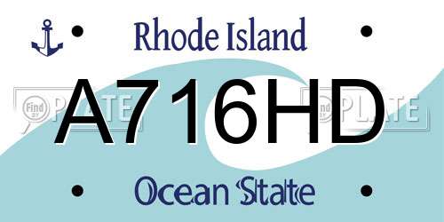 A716HD Rhode Island License Plate