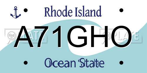 A71GHO Rhode Island License Plate