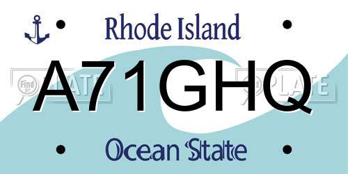 A71GHQ Rhode Island License Plate