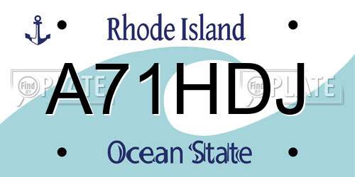 A71HDJ Rhode Island License Plate