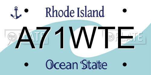 A71WTE Rhode Island License Plate