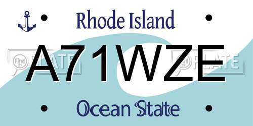 A71WZE Rhode Island License Plate