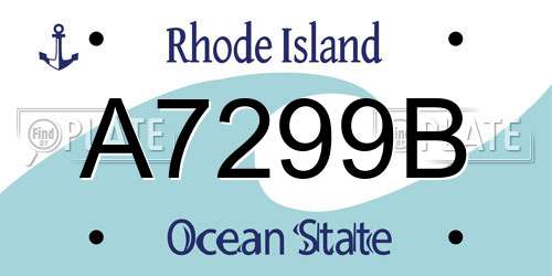 A7299B Rhode Island License Plate