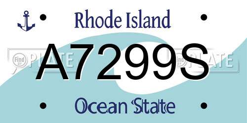 A7299S Rhode Island License Plate