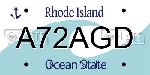 A72AGD Rhode Island License Plate